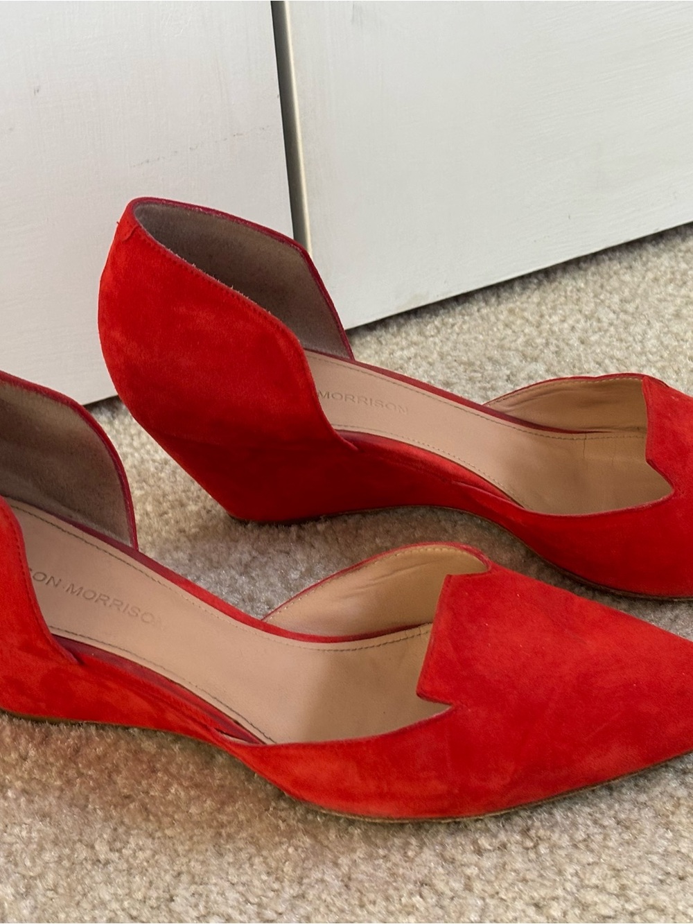 Sigerson Morrison Light Red Suede Wedge Flats